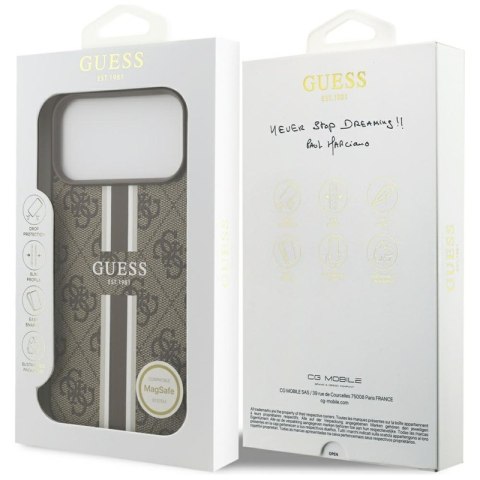 Guess 4G Printed Stripes MagSafe - Etui iPhone 17 Pro Max (brązowy)
