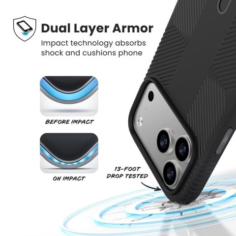 Speck Presidio2 Grip ClickLock & MagSafe - etui na iPhone'a 17 Pro Max (czarne / szare / białe)