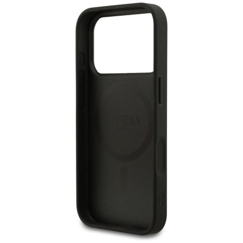 Guess Grained Ring MagSafe - Etui iPhone 17 Pro (czarny)