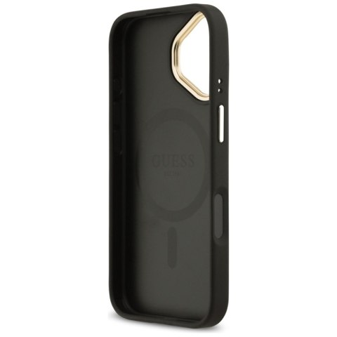 Guess Grained Strass Logo MagSafe - Etui iPhone 17 (czarny)