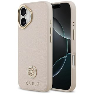 Guess Grained Strass Logo MagSafe - Etui iPhone 17 (różowy)