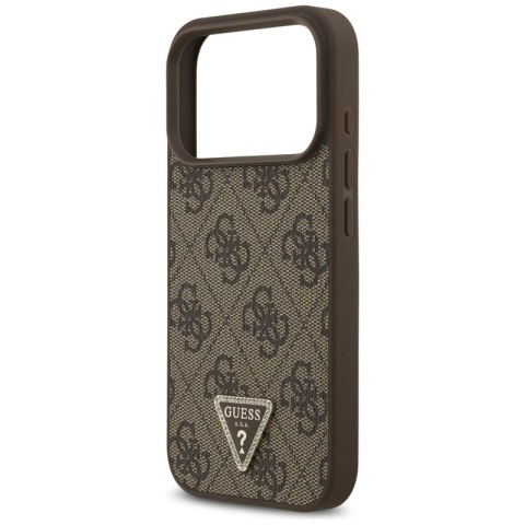 Guess Leather 4G Triangle Strass MagSafe - Etui iPhone 17 Pro (brązowy)