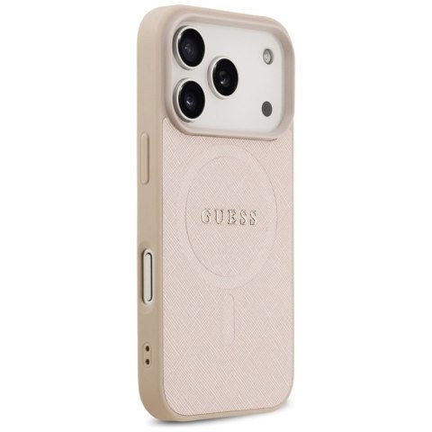 Guess Saffiano Classic Logo MagSafe - Etui iPhone 17 Pro (różowy)