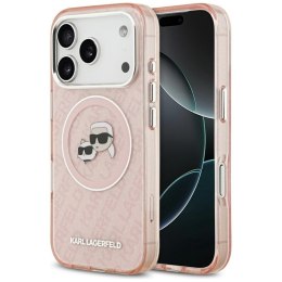 Karl Lagerfeld IML Glitter Karl & Choupette Heads Logo MagSafe - Etui iPhone 17 Pro (różowy)