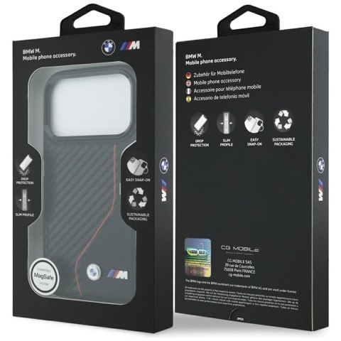 BMW M Carbon Line & Logo MagSafe - Etui iPhone 17 Pro (czerwony)