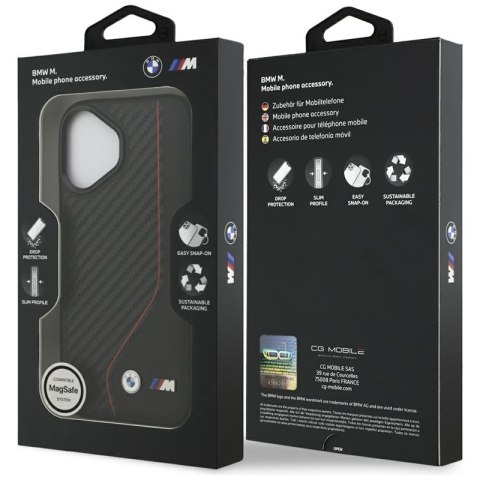 BMW M Carbon Line & Logo MagSafe - Etui iPhone 17 (czerwony)