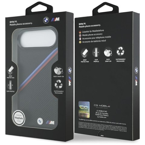 BMW M Tricolor Metal Logo MagSafe - Etui iPhone Air (czarny)