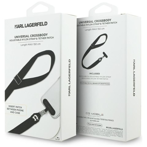 Karl Lagerfeld Universal Crossbody Strap Tether Patch Choupette Metal Logo - Uniwersalny pasek / smycz do telefonu (czarny)