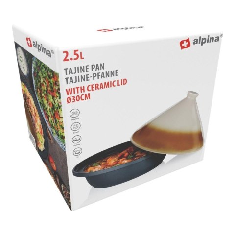 Alpina - Naczynie do duszenia Tajine z ceramiczną pokrywą stożkową 30x25 cm 2,5 L