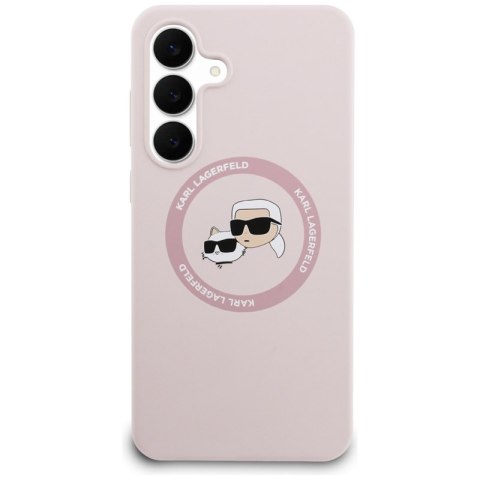 Karl Lagerfeld Silicone Karl & Choupette Heads MagSafe - Etui Samsung Galaxy S25 FE (różowy)