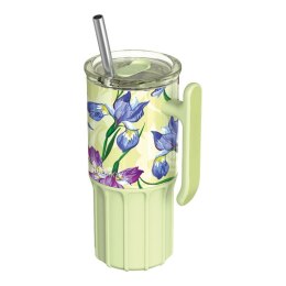 Quokka Umi - Kubek termiczny ze stali nierdzewnej 720 ml ze słomką i silikonową podstawką (Green Tea)