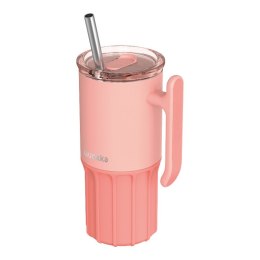 Quokka Umi - Kubek termiczny ze stali nierdzewnej 720 ml ze słomką i silikonową podstawką (Peachy Pink)
