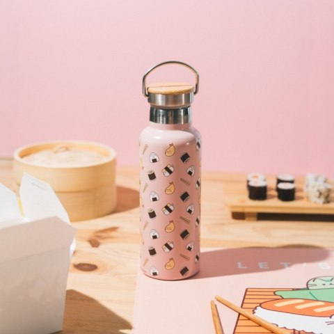 Pusheen - Butelka termiczna ze stali nierdzewnej z uchwytem z kolekcji Sushi Roll 500 ml