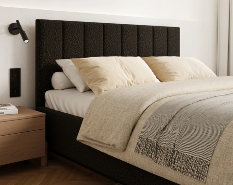 Nowoczesne łóżko lewitujące tapicerowane LEVITO 120x200 BOUCLE Czarny