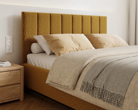 Nowoczesne łóżko lewitujące tapicerowane LEVITO 120x200 BOUCLE Miodowy
