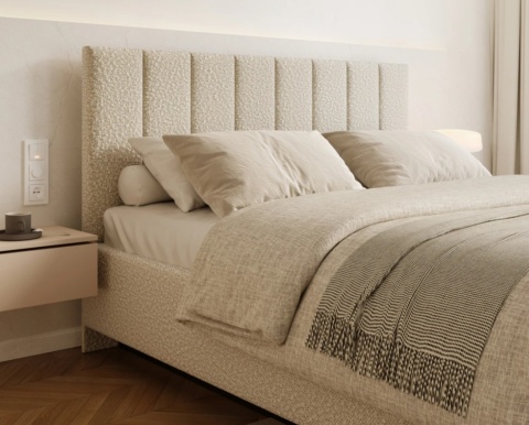 Nowoczesne łóżko lewitujące tapicerowane LEVITO 160x200 BOUCLE Beżowy