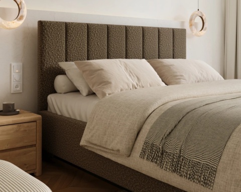 Nowoczesne łóżko lewitujące tapicerowane LEVITO 180x200 BOUCLE Brąz