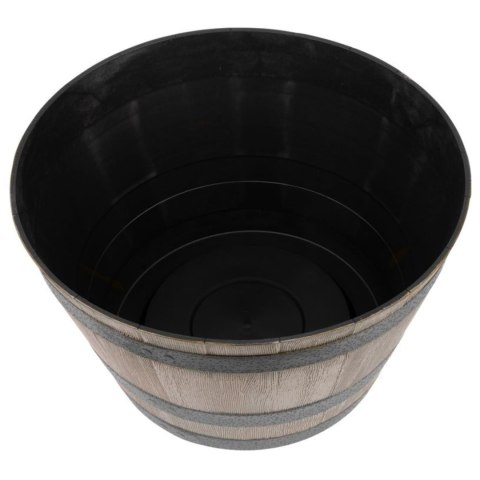 Doniczka beczka plastikowa, efekt drewna, ogrodowa, balkonowa, średnica 52 cm, wysokość 32 cm, 45 l, brązowa KAMAI STRENDPRO