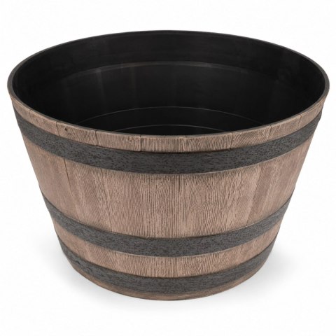 Doniczka beczka plastikowa, efekt drewna, ogrodowa, balkonowa, średnica 52 cm, wysokość 32 cm, 45 l, brązowa KAMAI STRENDPRO