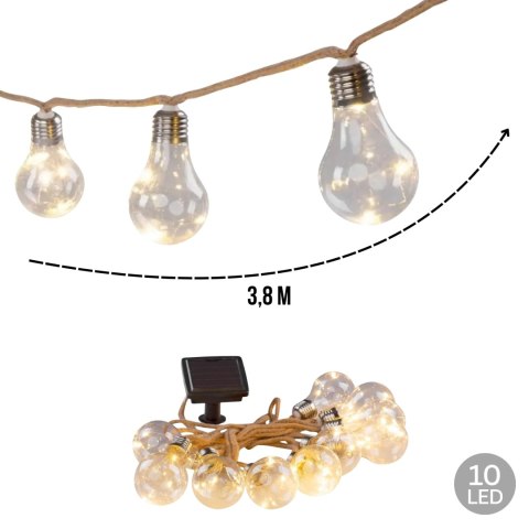 Girlanda ogrodowa solarna, 10 żarówek LED, łańcuch, do ogrodu i tarasu, 3,8 m KAMAI STRENDPRO