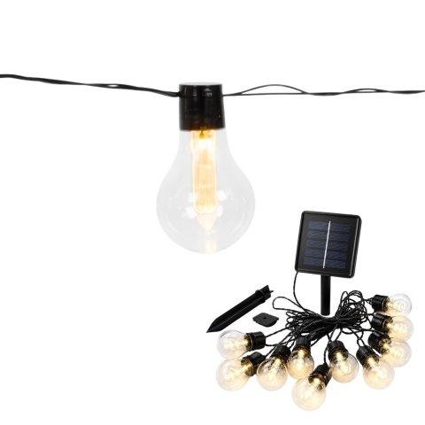 Girlanda ogrodowa solarna LED, 10 żarówek, czujnik zmierzchu, dł. 2,7 m, kabel 3 m, żarówki 6x9 cm KAMAI STRENDPRO