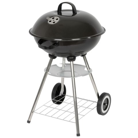 Grill węglowy ogrodowy czarny z rusztem chromowanym i półką, stalowy, 45x52,5x73,5 cm KAMAI STRENDPRO