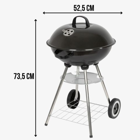 Grill węglowy ogrodowy czarny z rusztem chromowanym i półką, stalowy, 45x52,5x73,5 cm KAMAI STRENDPRO