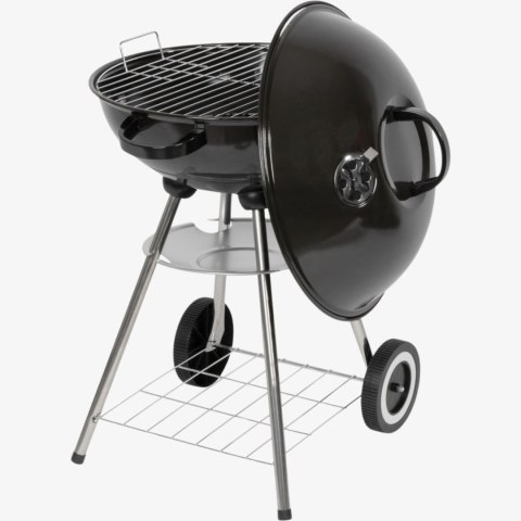 Grill węglowy ogrodowy czarny z rusztem chromowanym i półką, stalowy, 45x52,5x73,5 cm KAMAI STRENDPRO