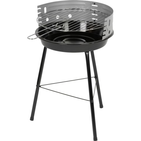 Grill węglowy ogrodowy okrągły czarny z rusztem, stalowy, 38 x 38 x 55 cm KAMAI STRENDPRO