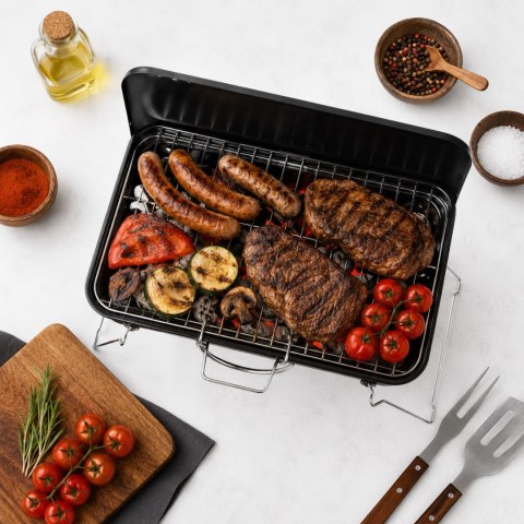 Grill węglowy przenośny, stalowy, do ogrodu i na taras, 37x27x17 cm KAMAI STRENDPRO