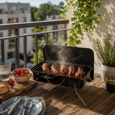 Grill węglowy przenośny, stalowy, do ogrodu i na taras, 37x27x17 cm KAMAI STRENDPRO