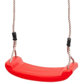 Huśtawka dziecięca, czerwona, plastikowa, do ogrodu, 43x17x8,5 cm, liny 2 m, nośność 70 kg KAMAI STRENDPRO