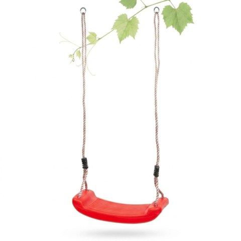 Huśtawka dziecięca, czerwona, plastikowa, do ogrodu, 43x17x8,5 cm, liny 2 m, nośność 70 kg KAMAI STRENDPRO