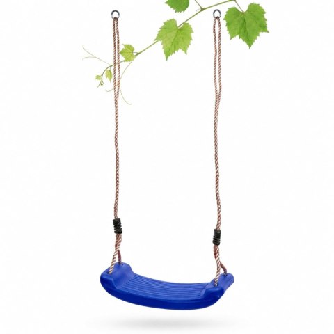 Huśtawka dziecięca niebieska, plastikowa, ogrodowa, bez oparcia, 40 x 16 x 1,2 cm, liny 2 m, maks. 70 kg KAMAI STRENDPRO