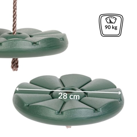 Huśtawka dziecięca okrągła plastikowa na linie, zielona, śr. 28 cm, maks. 90 kg, do ogrodu KAMAI STRENDPRO