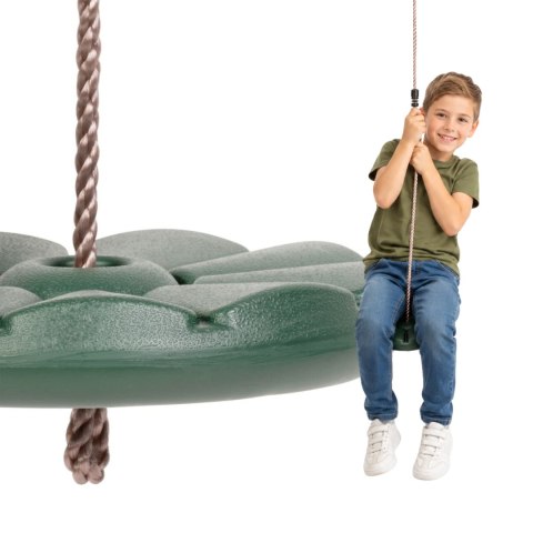 Huśtawka dziecięca okrągła plastikowa na linie, zielona, śr. 28 cm, maks. 90 kg, do ogrodu KAMAI STRENDPRO