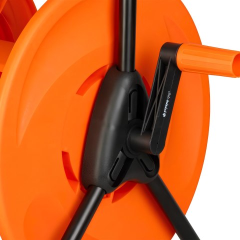 Nawijacz na wąż ogrodowy metalowy, plastikowy bęben, korba ręczna, UV odporny, do 60 m węża 1/2 cala KAMAI STRENDPRO