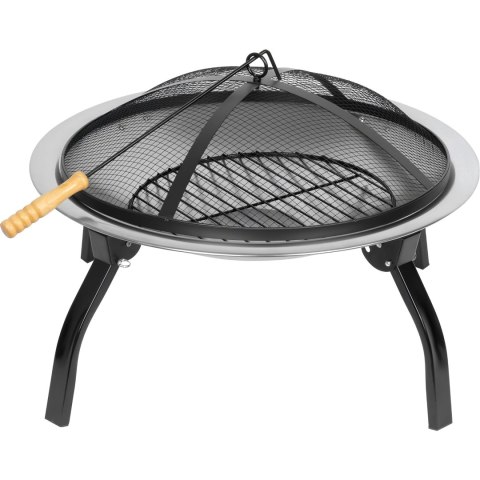 Palenisko ogrodowe okrągłe metalowe czarne z funkcją grillowania, 57x57x40 cm KAMAI STRENDPRO