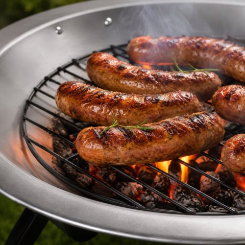 Palenisko ogrodowe okrągłe metalowe czarne z funkcją grillowania, 57x57x40 cm KAMAI STRENDPRO