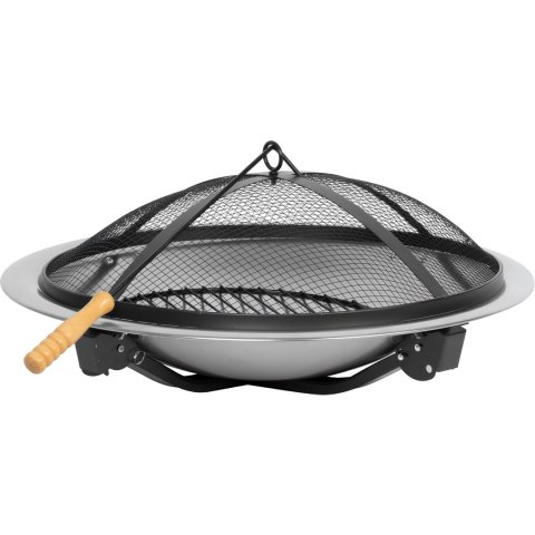 Palenisko ogrodowe okrągłe metalowe czarne z funkcją grillowania, 57x57x40 cm KAMAI STRENDPRO