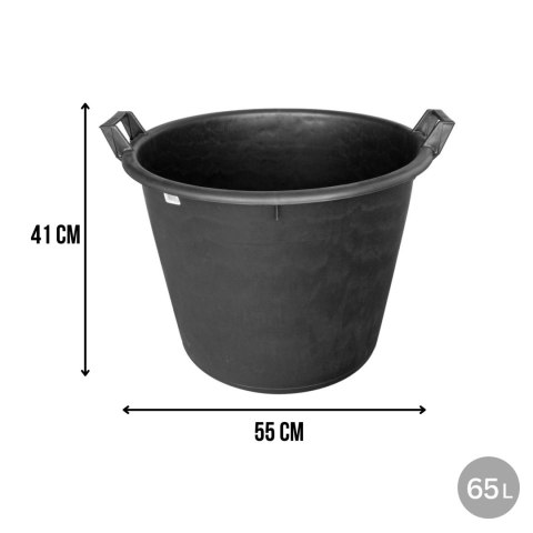 Pojemnik ogrodowy okrągły 65 l, pełne dno, z uchwytami, średnica 55 cm, wysokość 41 cm KAMAI STRENDPRO
