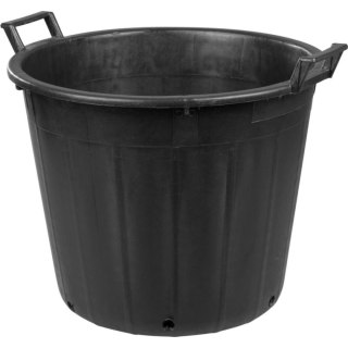 Pojemnik ogrodowy okrągły perforowany z uchwytami, plastikowy, czarny, 155 l, śr. 75 cm, wys. 51 cm KAMAI STRENDPRO