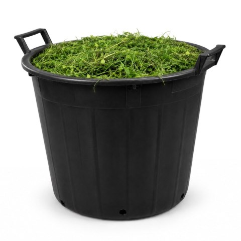 Pojemnik ogrodowy okrągły perforowany z uchwytami, plastikowy, czarny, 155 l, śr. 75 cm, wys. 51 cm KAMAI STRENDPRO