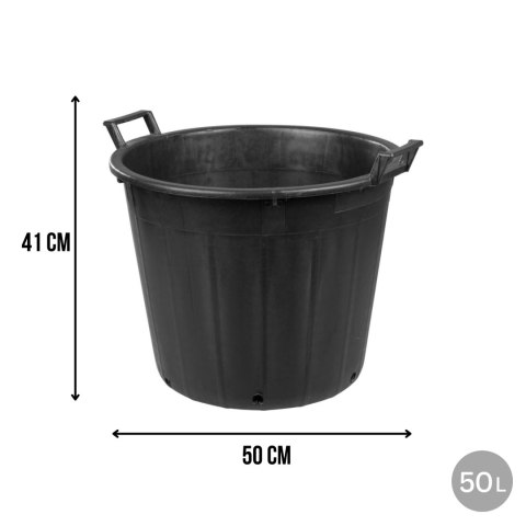 Pojemnik ogrodowy okrągły plastikowy perforowany z uchwytami, 50 l, średnica 50 cm, wysokość 41 cm KAMAI STRENDPRO