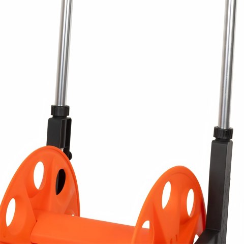 Wózek na wąż ogrodowy, metalowy stelaż, plastikowy bęben, na kołach, rączka teleskopowa 57,5-95 cm, 50 m węża 1/2 cala KAMAI STRENDPRO