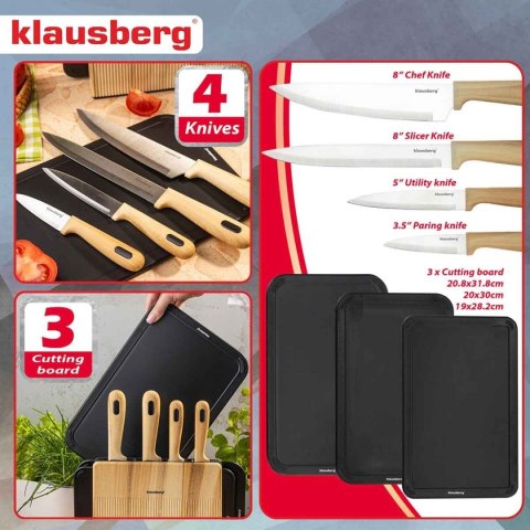 ZESTAW NOŻY I DESEK KUCHENNYCH W STOJAKU KLAUSBERG KB-9037