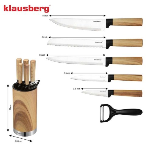 ZESTAW NOŻY KUCHENNYCH W BLOKU KLAUSBERG KB-9036