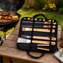 Zestaw przyborów do grillowania, 11-częściowy, stal nierdzewna, drewniane rączki, torba, łopatka, szczypce, widelec, pędzel, 2 i KAMAI STRENDPRO
