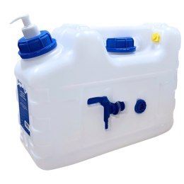 Kanister na wodę 3w1 z kranikiem i umywalką, transparentny HDPE, 10L Kamai SMARTCAN