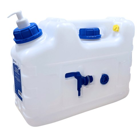 Kanister na wodę 3w1 z kranikiem i umywalką, transparentny HDPE, 10L Kamai SMARTCAN